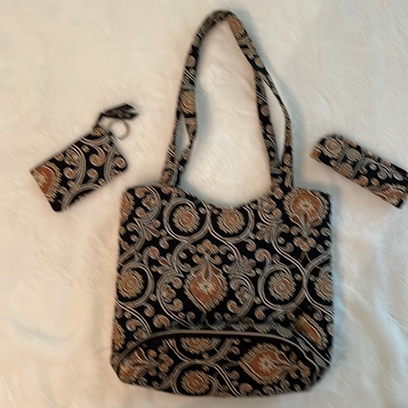 Vera Bradley Cafe Latte handbag, eyeglass sleeve and key ID coin purse - Picture 2 of 4